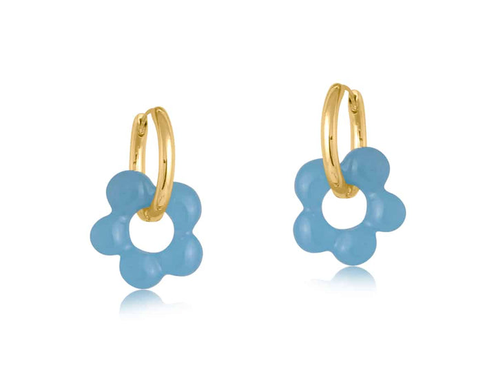 Circe Beaded Huggie Hoop Earrings Blue