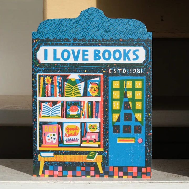 Book Shopfront Die Cut Greeting Card