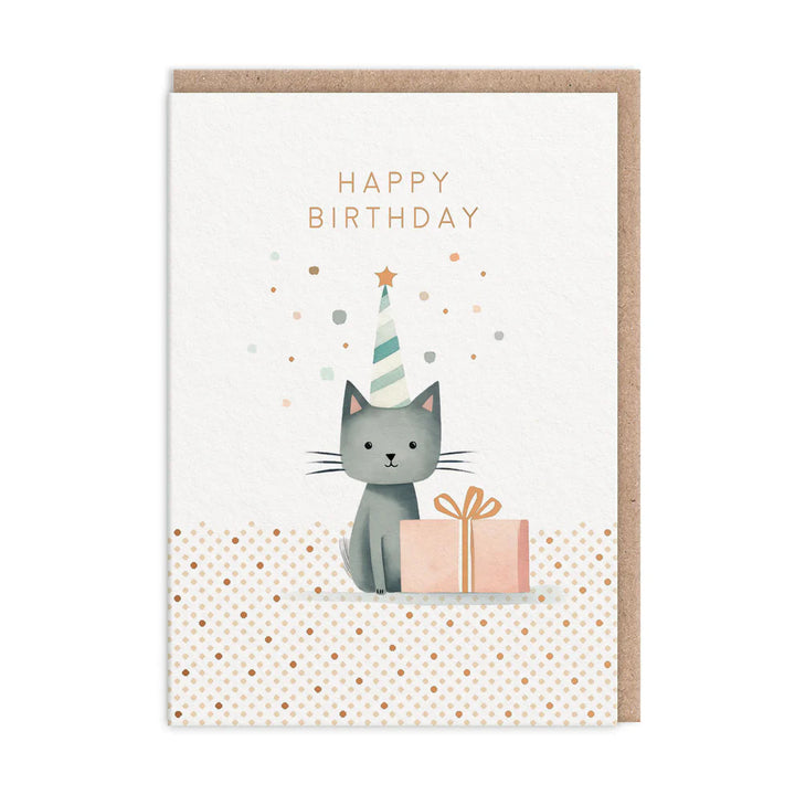 Cat on Red Chair Birthday Card