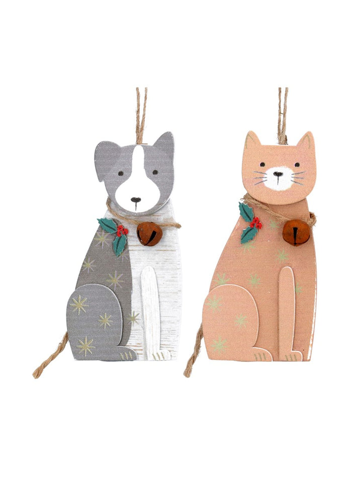 Wooden Christmas Cat/Dog Tree Decoration