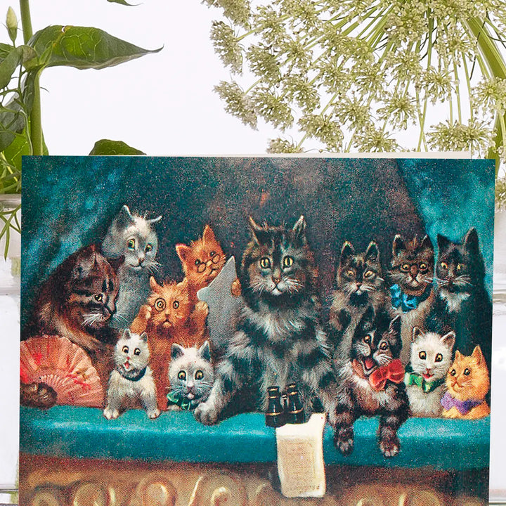 Cats at the Theatre Vintage Cats Mini Blank Card