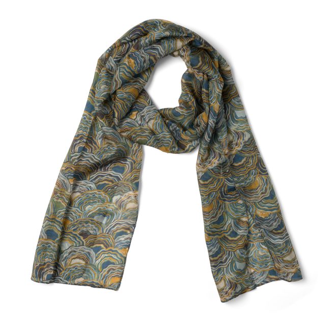 Printed Silk Scarf – Crystal Blue