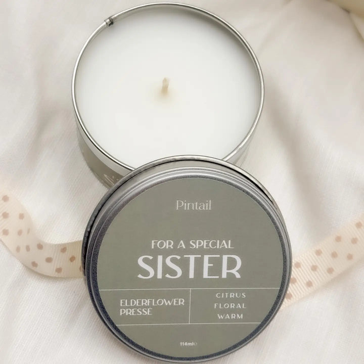 For a Special Sister Small Tin Candle