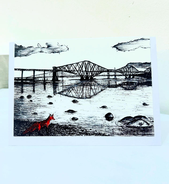 Forth Bridge Fox Edinburgh Card