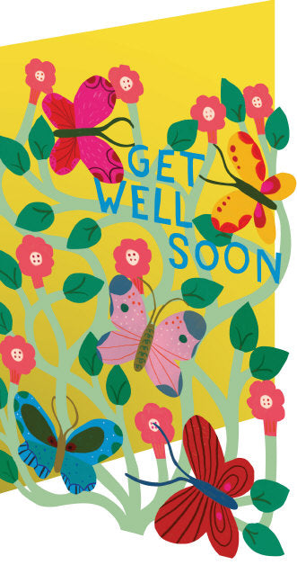 Laser Cut Flowers Get Well Card