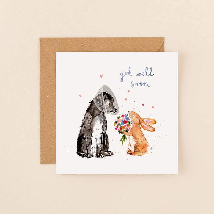 Bunny and Dog Get Well Soon Card