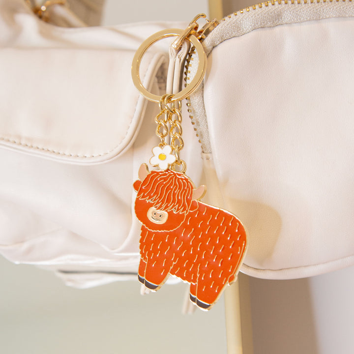 Highland Cow Enamel Keyring