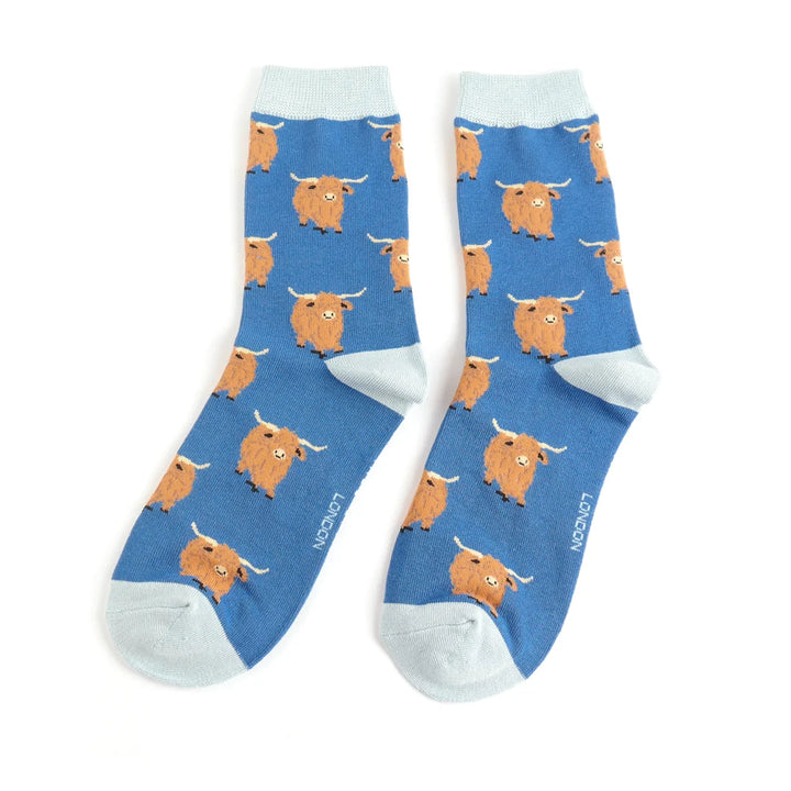 Highland Herd Ladies Socks Blue