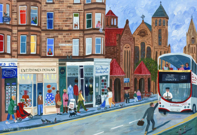 Running for the Bus, Holy Corner - Blank Edinburgh Card