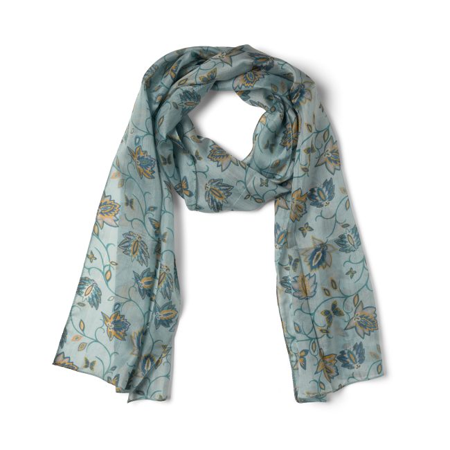 Printed Silk Scarf – Jodhpur Blue