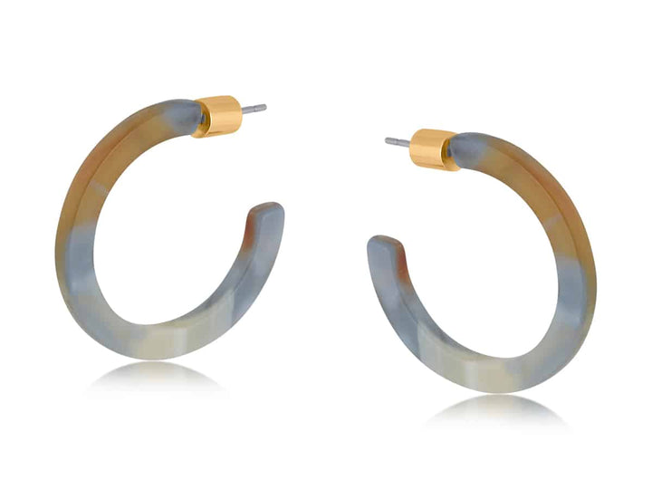 Kathryn Thin Resin Hoop Earrings Grey/Brown