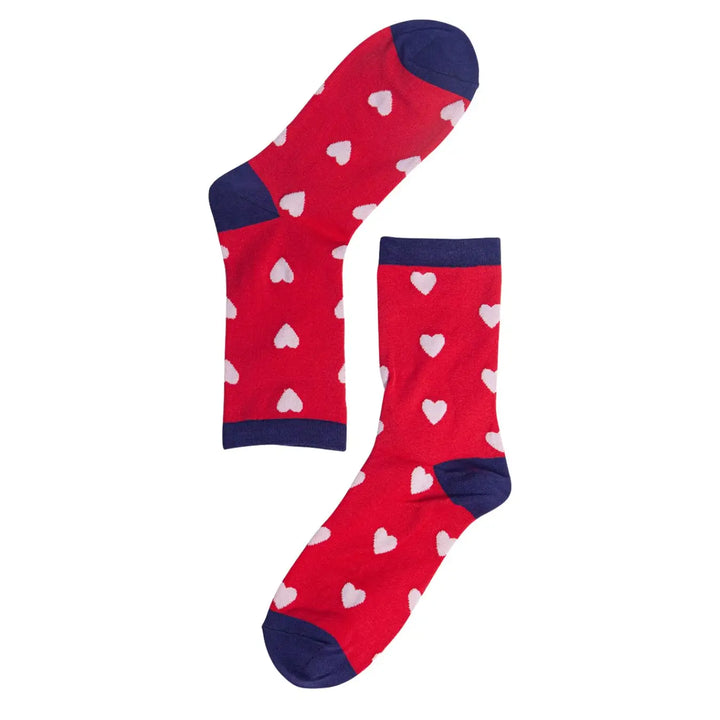 Womens Bamboo Socks Red Love Hearts Ankle Socks