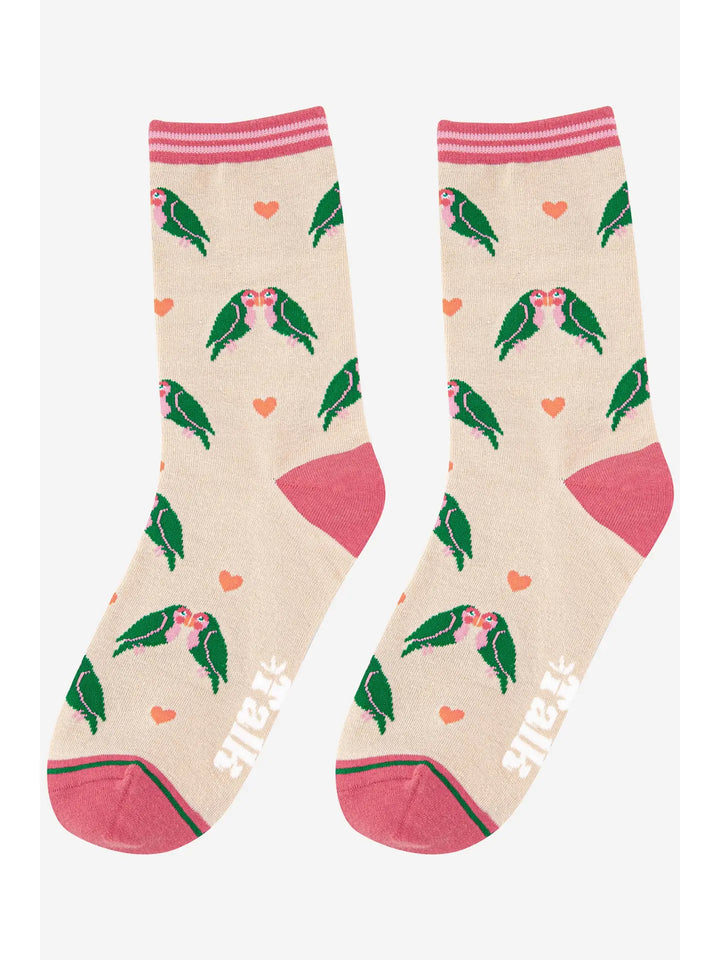 Women's Lovebird Love Heart Print Bamboo Socks