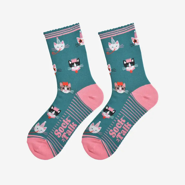 Womens Party Cats Bamboo Socks