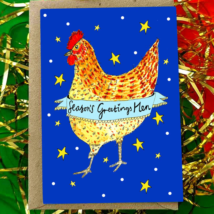 Seasons Greetings Hen! Scottish Christmas Card