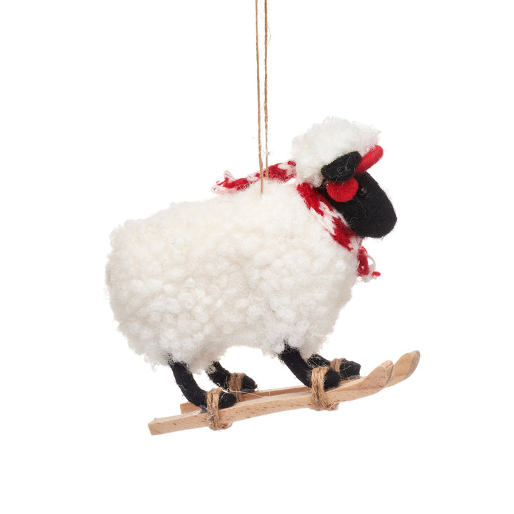 Sheep on Skis Hanging Decoration