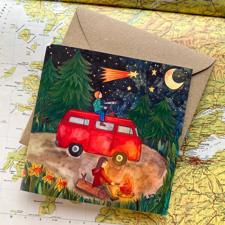 Starry Night Camping Blank Greeting Card