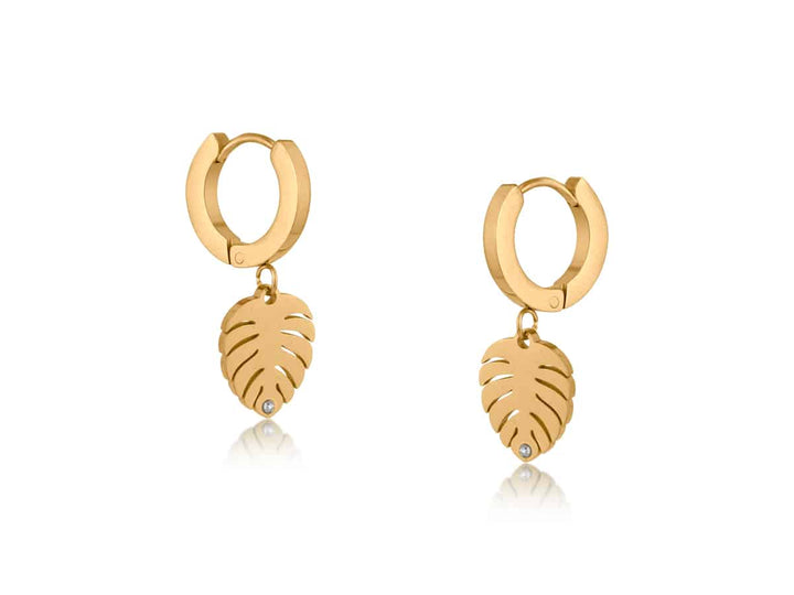 Tamara Monstra Leaf Huggie Earrings Gold