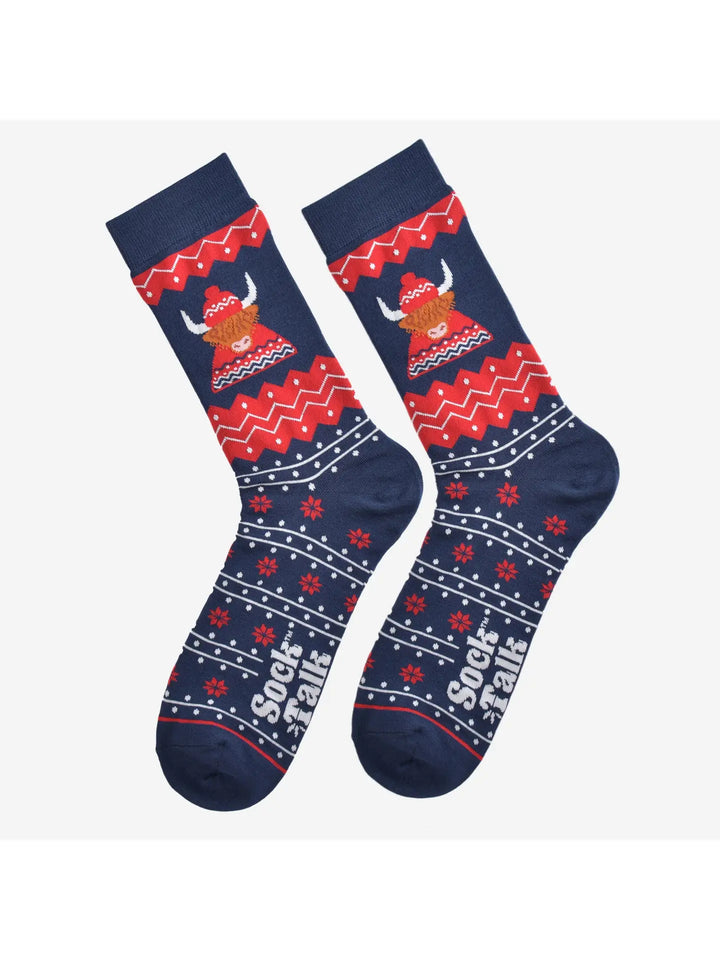 Men's Bamboo Socks - Red/Navy, Highland Cow Hat and Jumper