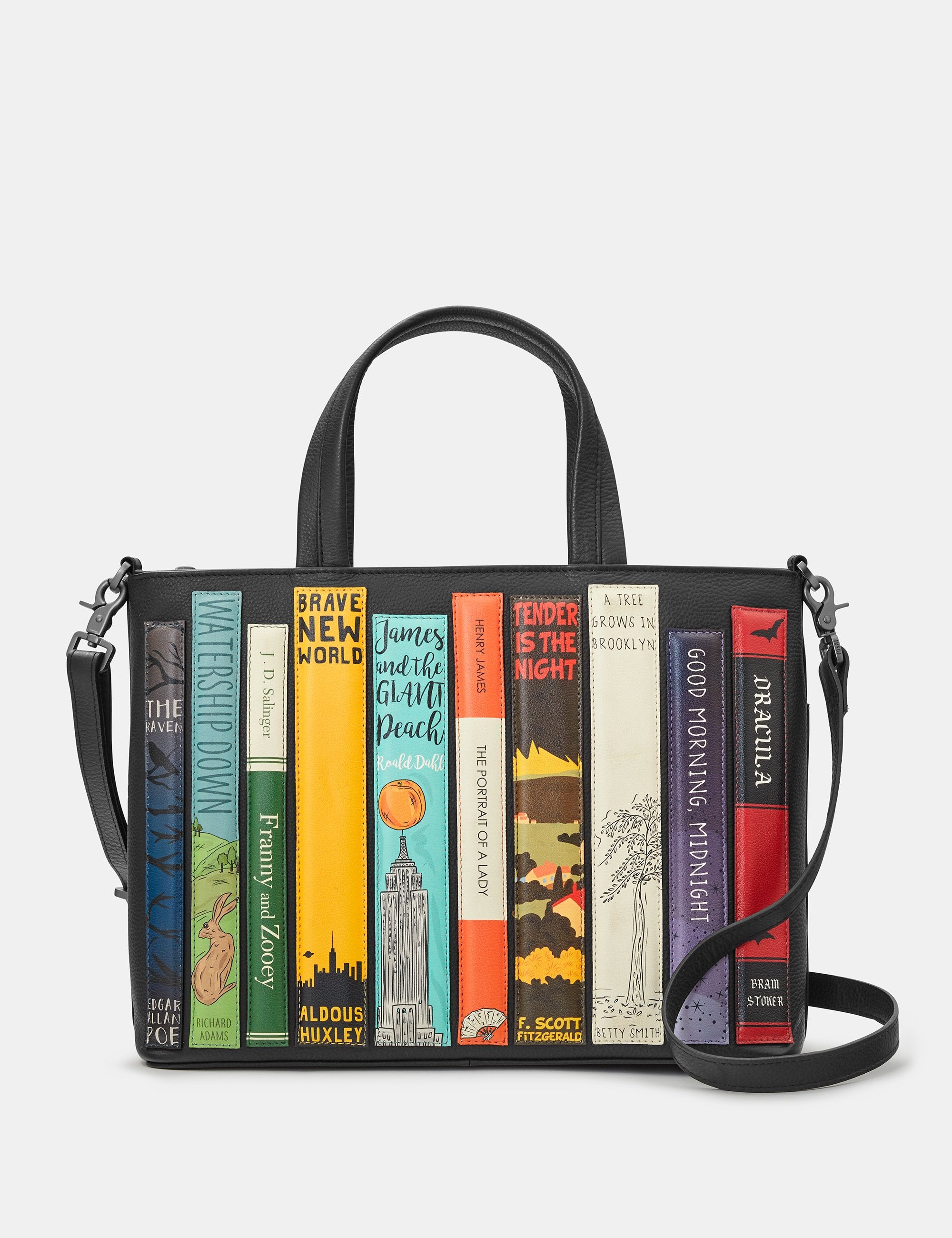 Bookworm Black Leather Library Books Multiway Grab Bag Rua