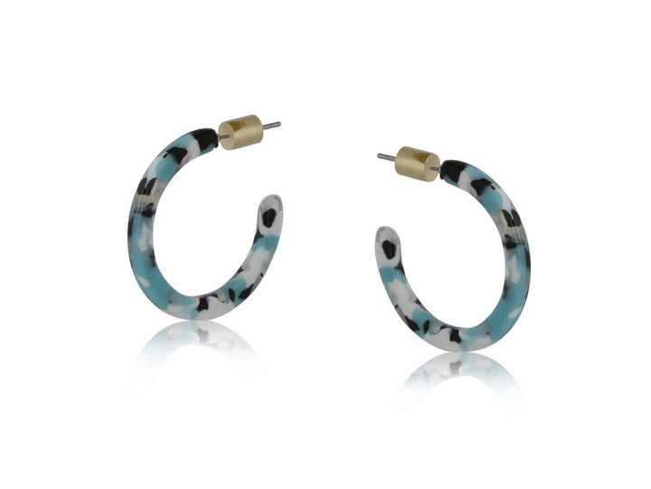 Erica Resin Tiny Hoop Earrings Blue