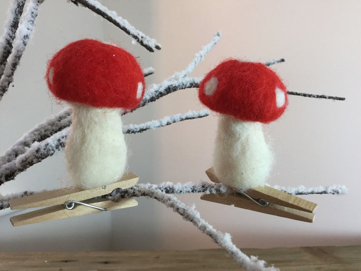 Wool Mix Toadstool on Peg Decoration