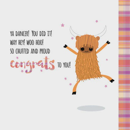 Congrats Highland Coo Scottish Congratulations Card