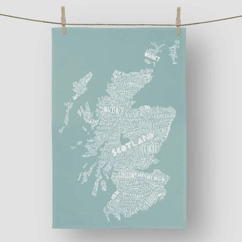 Mapped Out Map of Scotland Tea Towel - Celadon