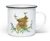 Leafy Highland Cow Enamel Mug